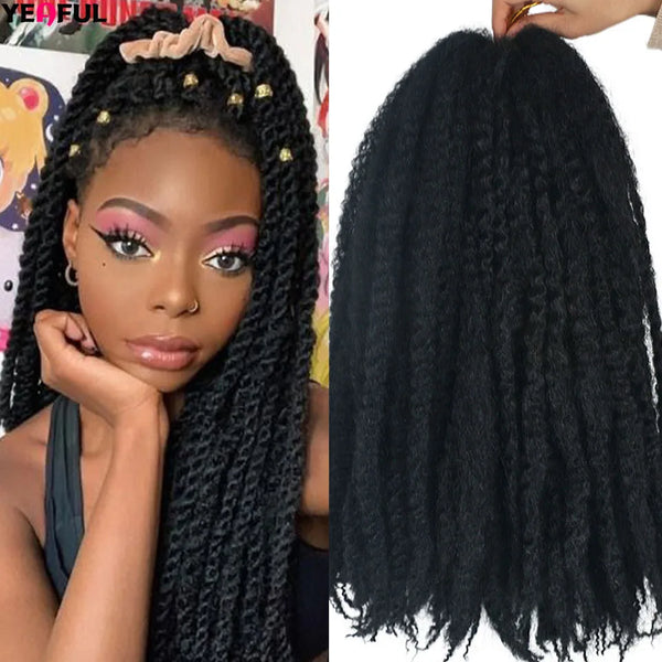 Yeaful 18 Inch Synthetic Pre Looped Marley Twists Crochet Hair
