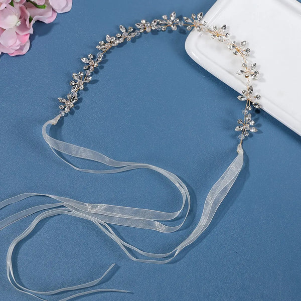 GETNOIVAS Bridal Flower Ribbon Headband