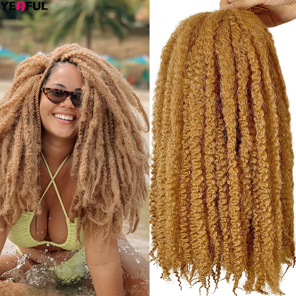 Yeaful 18 Inch Synthetic Pre Looped Marley Twists Crochet Hair