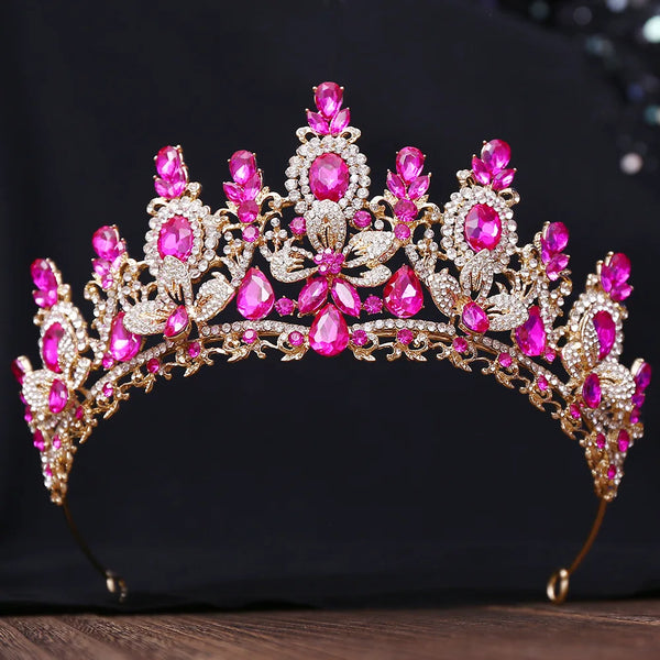 George Black Baroque Luxury Water Drop Flower Bridal Tiara