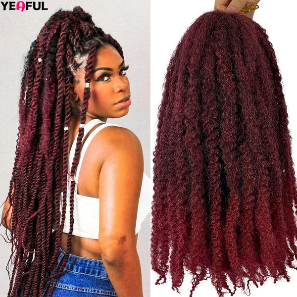 Yeaful 18 Inch Synthetic Pre Looped Marley Twists Crochet Hair
