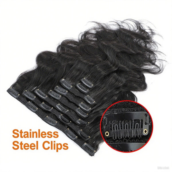 Eotltiue Brazilian Body Wave Remy Human Hair 8PC/Set Clip In Extensions
