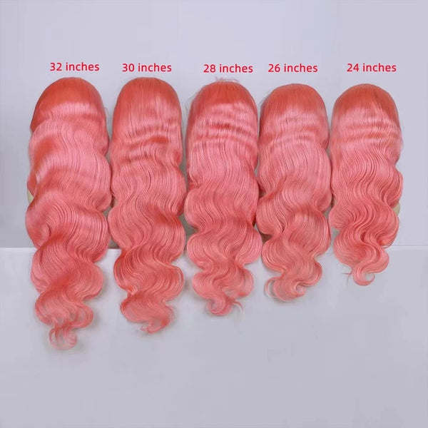 Finros Brazilian HD Lace Frontal Pink Human Hair Wig