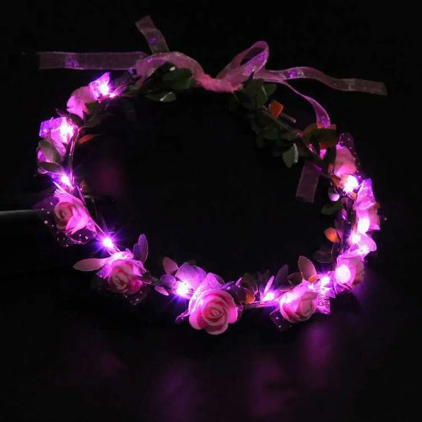 LED Light Foam Rose Flower Tiara Headband