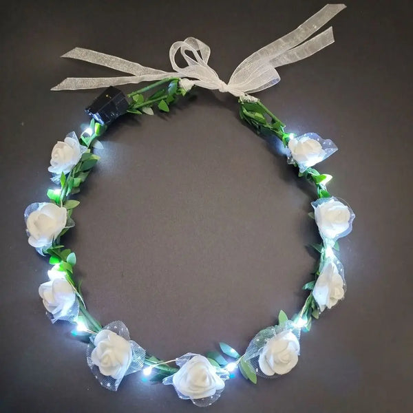 LED Light Foam Rose Flower Tiara Headband