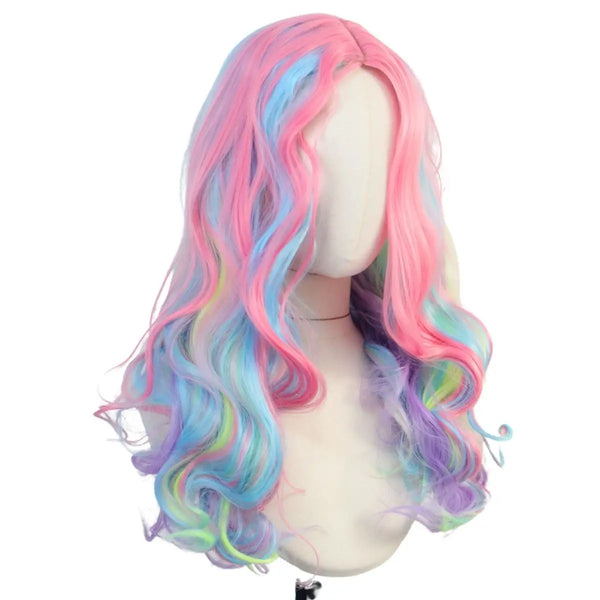 Mixed Color Gradient Anime Cosplay Synthetic Wig