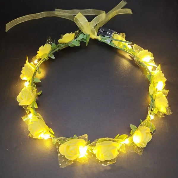 LED Light Foam Rose Flower Tiara Headband