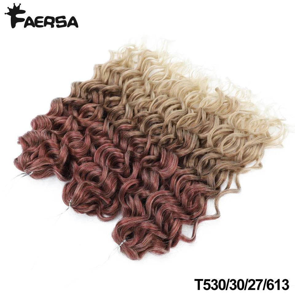 Faersa Synthetic Deep Wavy Twist Colorful Crochet Hair