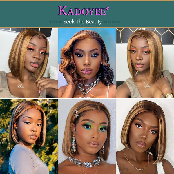 Kadoyee Brazilian Lace Front Highlight Human Hair Wig