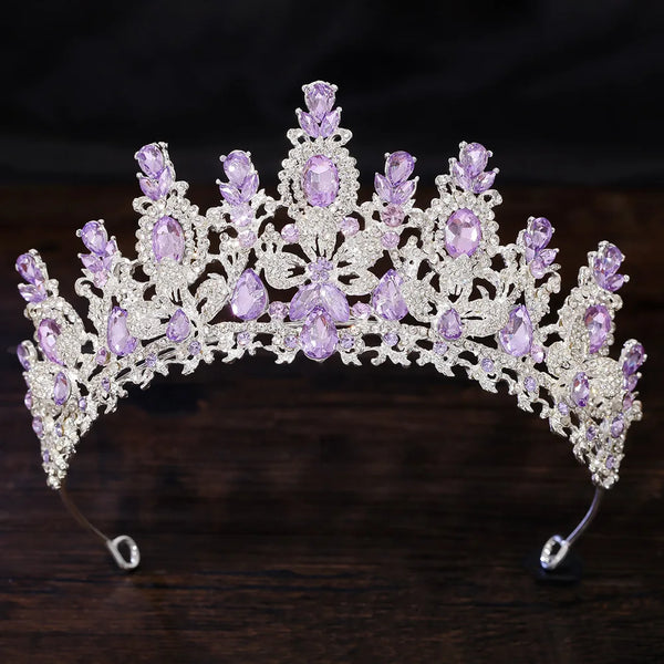 George Black Baroque Luxury Water Drop Flower Bridal Tiara