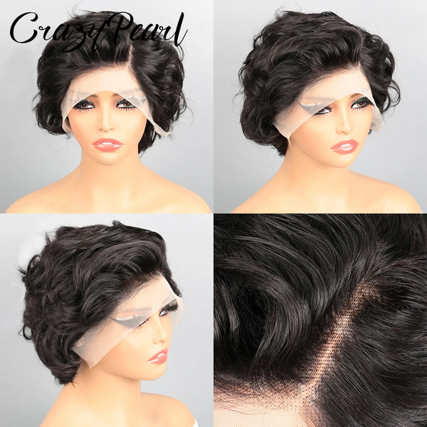 CrazyPearl Brazilian Pixie Cut Remy Human Hair Wig