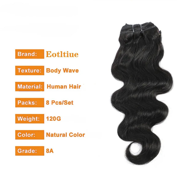 Eotltiue Brazilian Body Wave Remy Human Hair 8PC/Set Clip In Extensions
