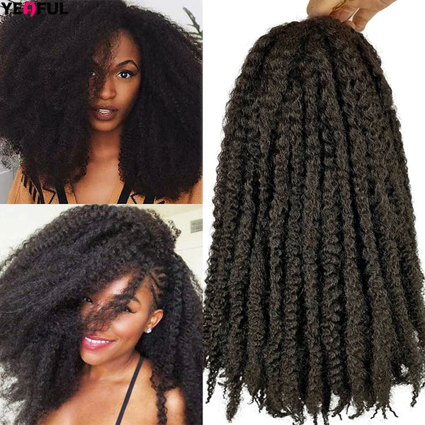 Yeaful 18 Inch Synthetic Pre Looped Marley Twists Crochet Hair