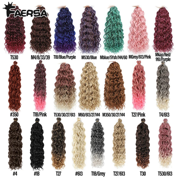 Faersa Synthetic Deep Wavy Twist Colorful Crochet Hair