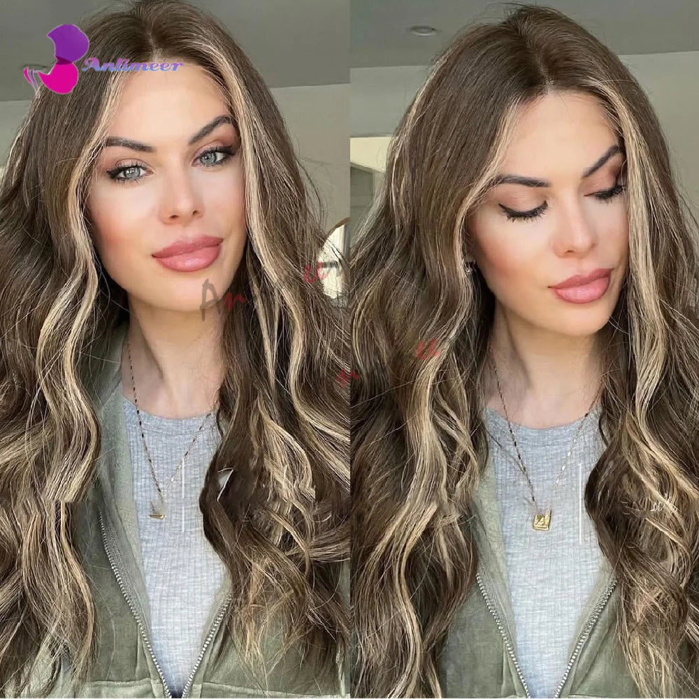 Anlimeer Brazilian Highlighted Body Wave Remy Human Hair Wig