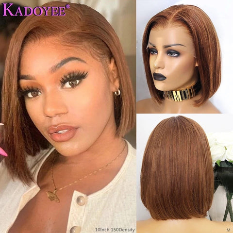 Kadoyee Brazilian Honey Brown Lace Front Remy Human Hair Wig