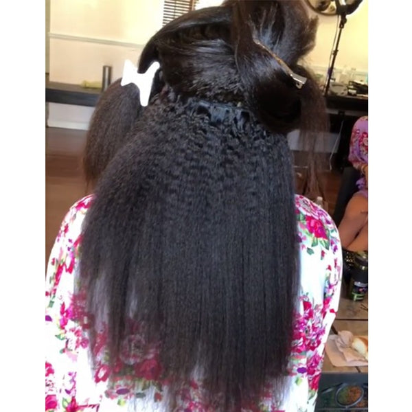 Dolago Brazilian Kinky Straight Virgin Human Hair Bundles With Lace Closure