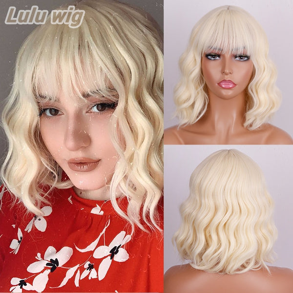 LuLu Wigs Short Bob Wavy Synthetic Wig