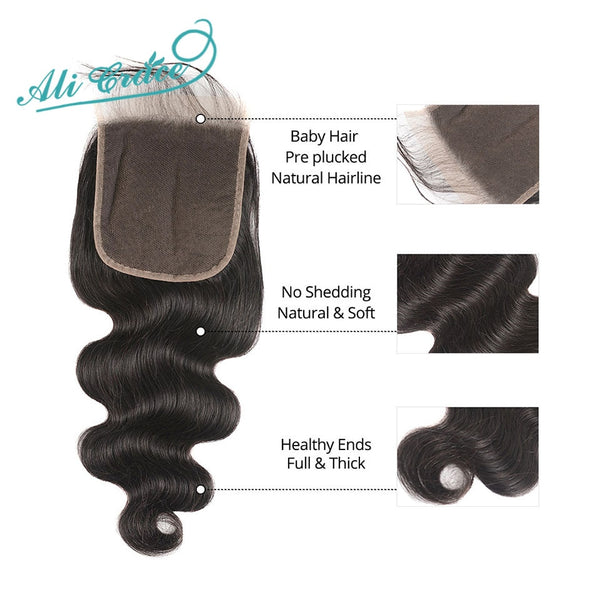 Ali Grace Brazilian Body Wave 5x5 Lace Closure Remy Human Hair with Baby Hair