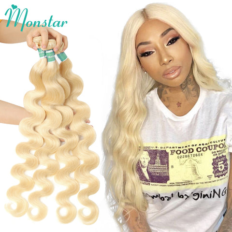 Monstar Brazilian  1/3/4 613 Blonde Remy Human Hair Bundles