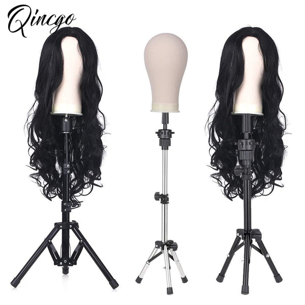 Canvas Block Wig Head with Adjustable Stand (Optional)