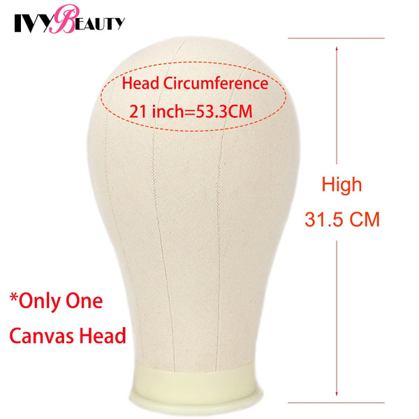 Canvas Block Wig Head with Adjustable Stand (Optional)