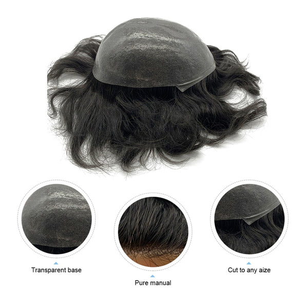 HRF Toupee Thin Skin Natural Hairline Remy Hair Piece