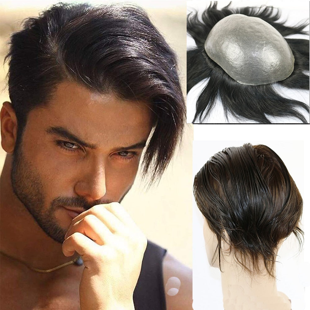 Eversilky European Remy Human Hair Toupee For Men With Transparent Thin Skin PU
