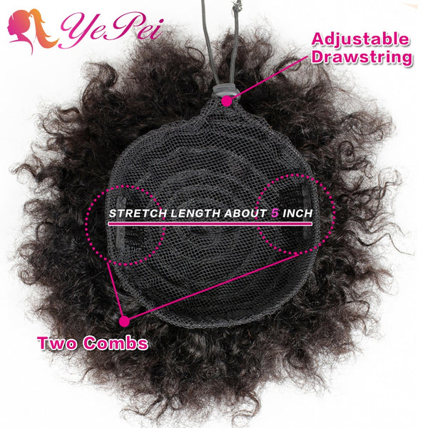 Lulalatoo Brazilian 6inch Short Afro Puff Human Hair Curly Clip In Extensions