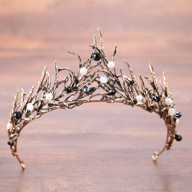 Haimeikang Vintage Rhinestone Flame Crown Tiara