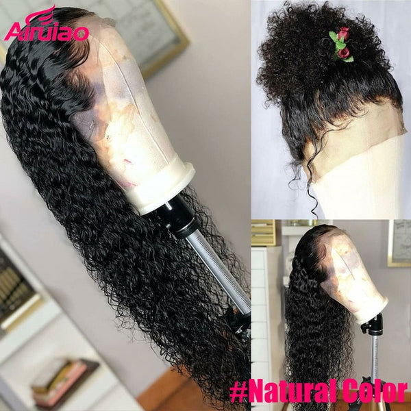 Airuiao Brazilian Glueless Water Wave Lace Front Remy Human Hair Wig