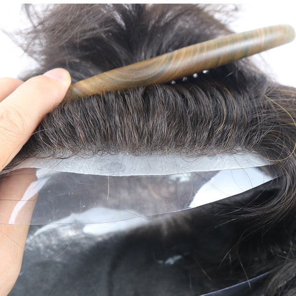 Eversilky European Remy Human Hair Toupee For Men With Transparent Thin Skin PU