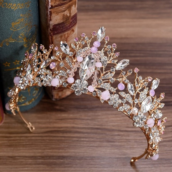 George Black Baroque Luxury Rhinestone Beads Crystal Wedding Tiara