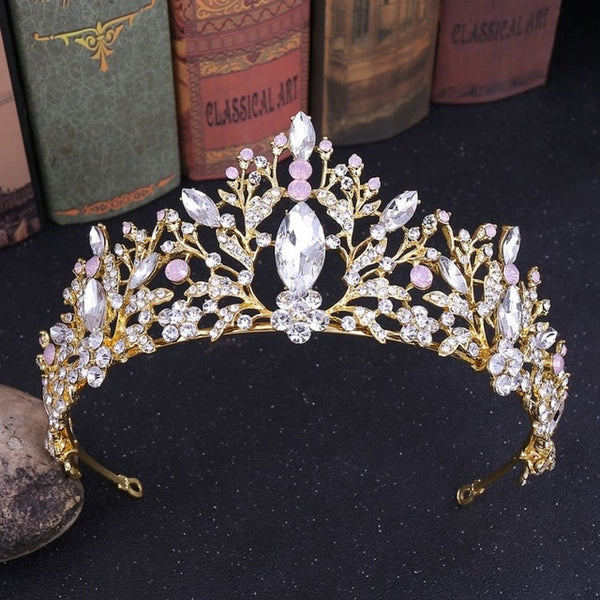 George Black Baroque Luxury Rhinestone Beads Crystal Wedding Tiara
