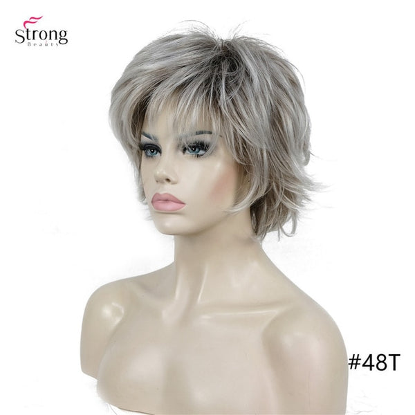 StrongBeauty Women's Short Straight Layered Hair Synthetic Full Wig