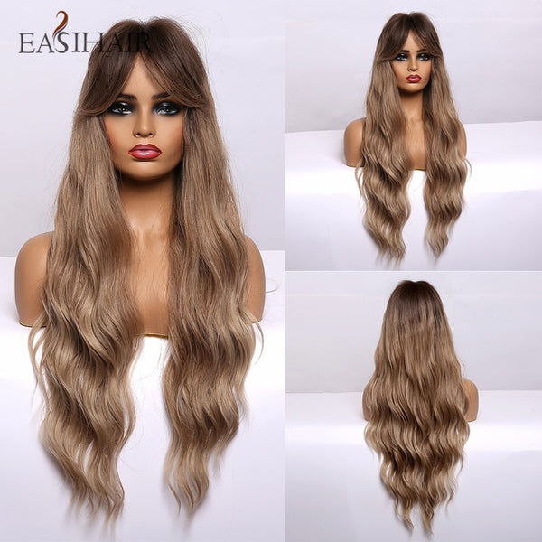 EASIHAIR Synthetic Body Wave Wig With Bangs