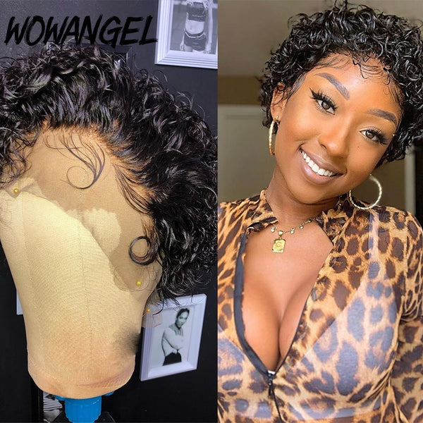 Wowangel Pixie Cut Swiss Lace 250% Pre-Plucked Glueless Remy Human Hair Wig