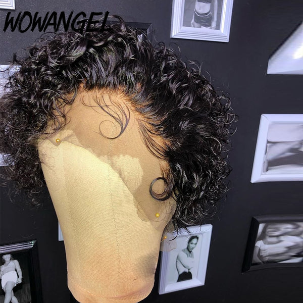 Wowangel Pixie Cut Swiss Lace 250% Pre-Plucked Glueless Remy Human Hair Wig