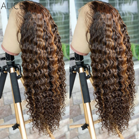Alice Brazilian Highlight Curly Lace Front Human Hair Wig With Baby Hair