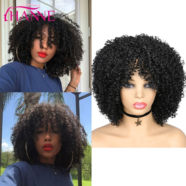 HANNE Short Kinky Curly Synthetic Cosplay Wig With Bangs