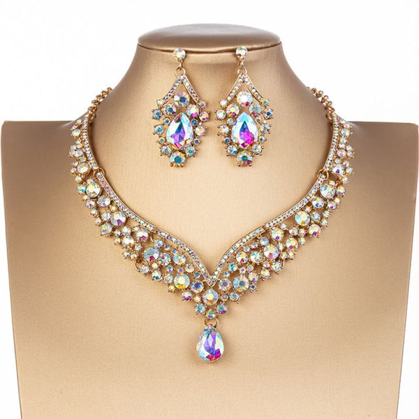 KMVEXO Baroque Crystal Wedding Jewelry Set