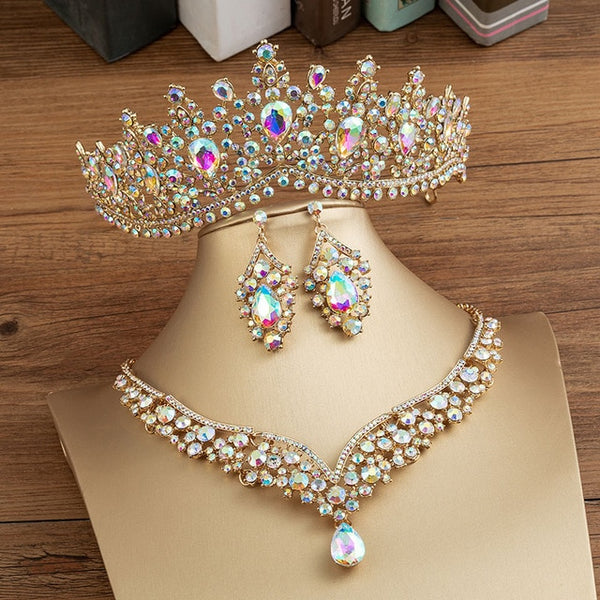 KMVEXO Baroque Crystal Wedding Jewelry Set