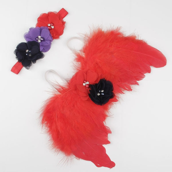 Nishine Cute Newborn Flower Headband & Angel Wings Accessory Set