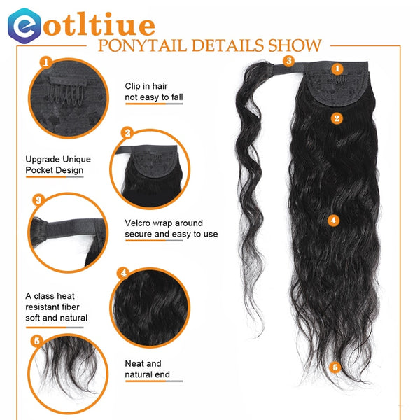 Eotltiue  Brazilian Remy Human Hair Wrap Around Clip In Ponytail