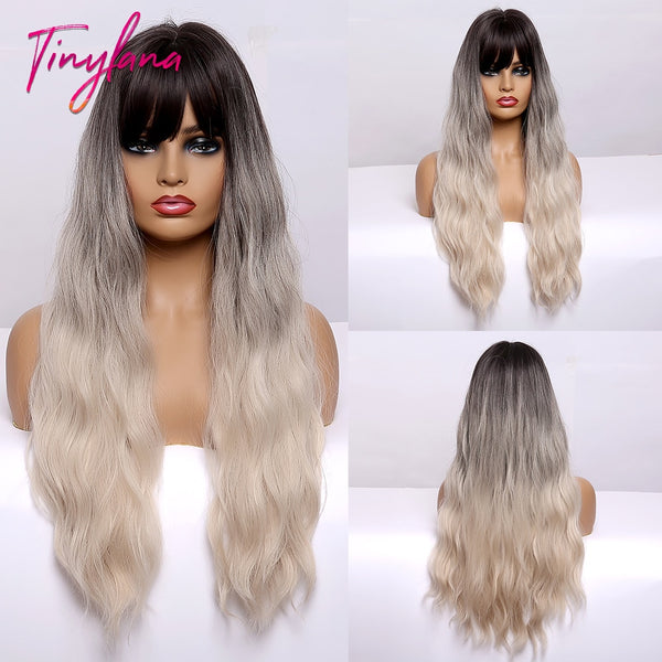 Tiny Lana Deep Wavy Synthetic Heat Resistant Wig with Full Bangs