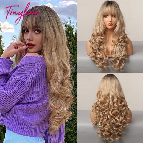 Tina Lana Deep Wavy Synthetic Heat Resistant Wig with Full Bangs