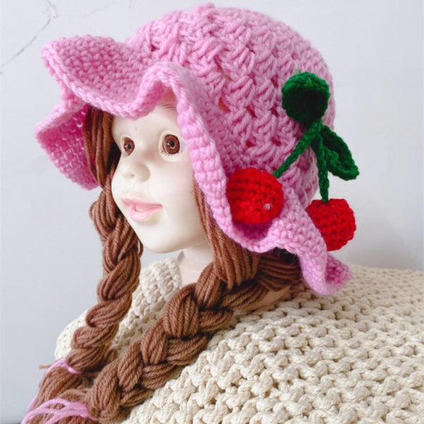Handmade Knitted Baby Girl Wig Hat Caps