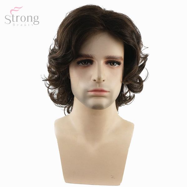 StrongBeauty Synthetic Natural Medium Curly Men's Wig